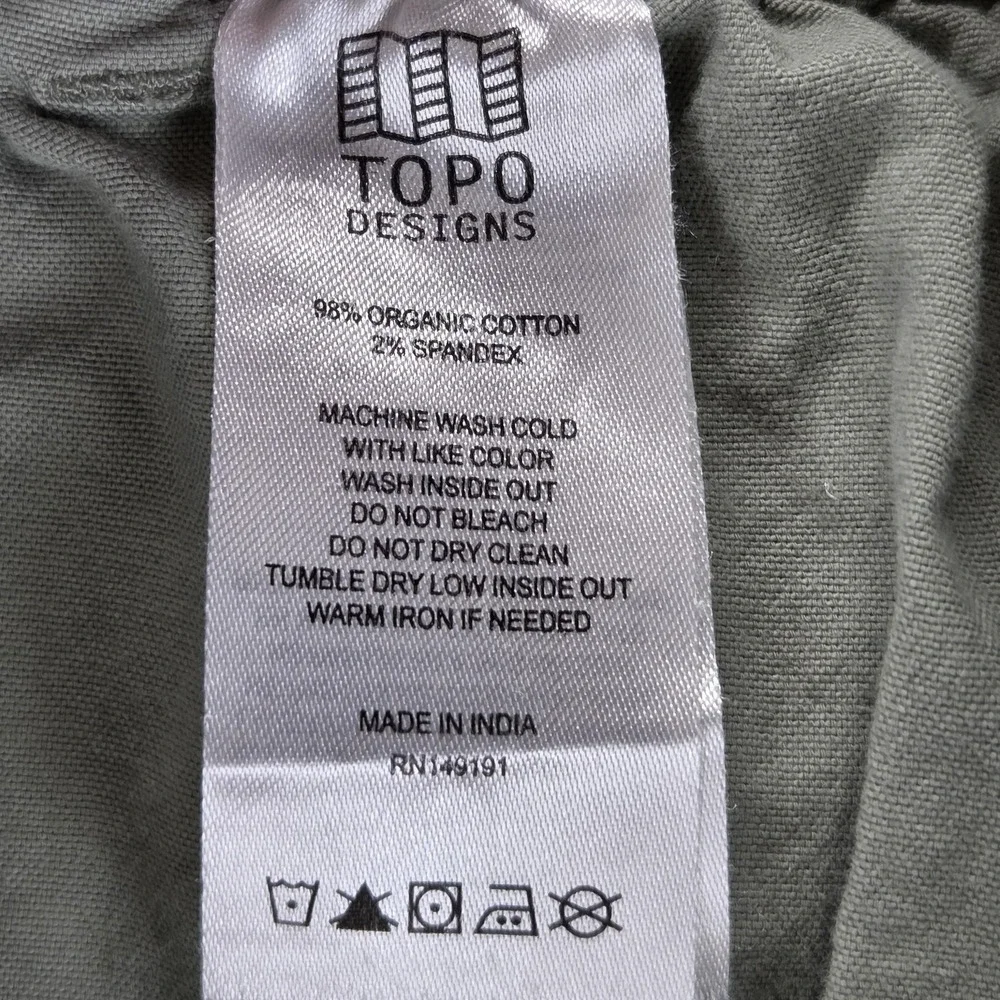 Topo Designs Pants Mens M Green Desert Cotton Stretch Elastic Waist Casual - Picture 6 of 8